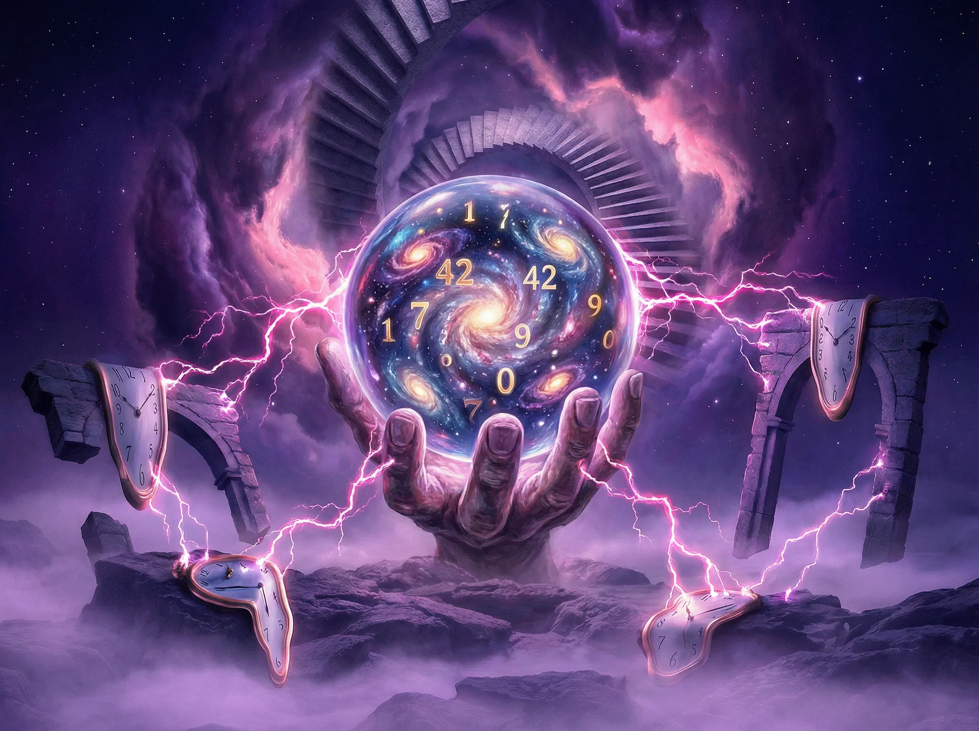 超现实艺术作品 - 命运之手与水晶球，加拿大pc2.8 灵感画作