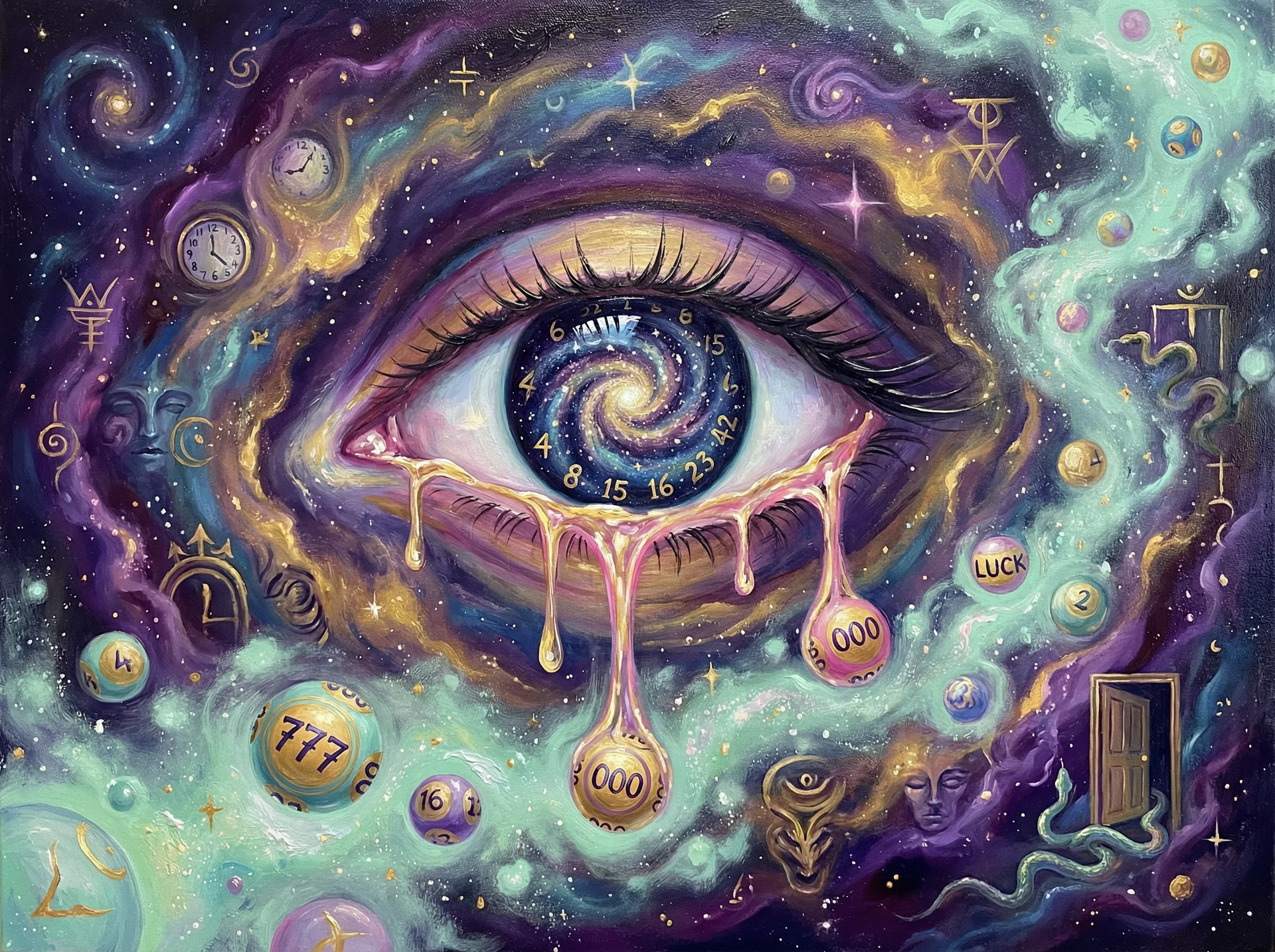 超现实梦境画作 - 宇宙之眼与银河虹膜，关联 加拿大pc2.8 幸运号码